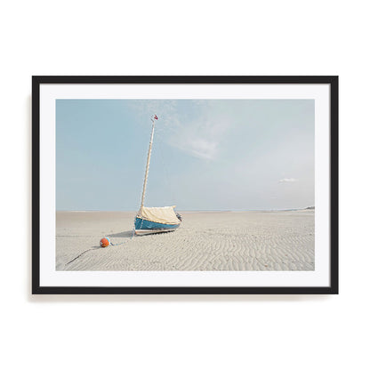 Sailboat in Teal and Coral Wall Art