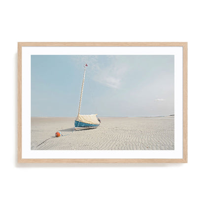 Sailboat in Teal and Coral Wall Art