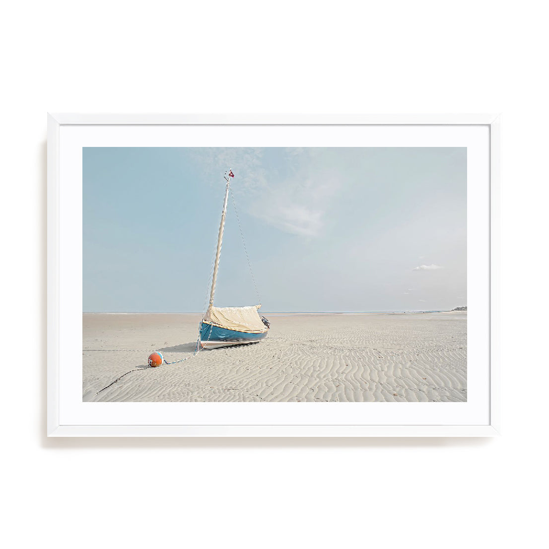 Sailboat in Teal and Coral Wall Art