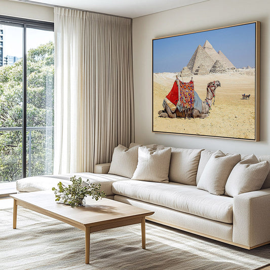 Camel Resting by the Pyramids Wall Art