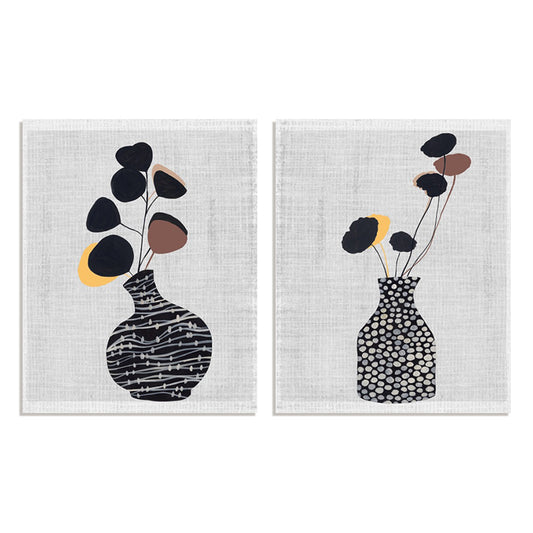 Decorated Vase with Plant I and II Wall Art