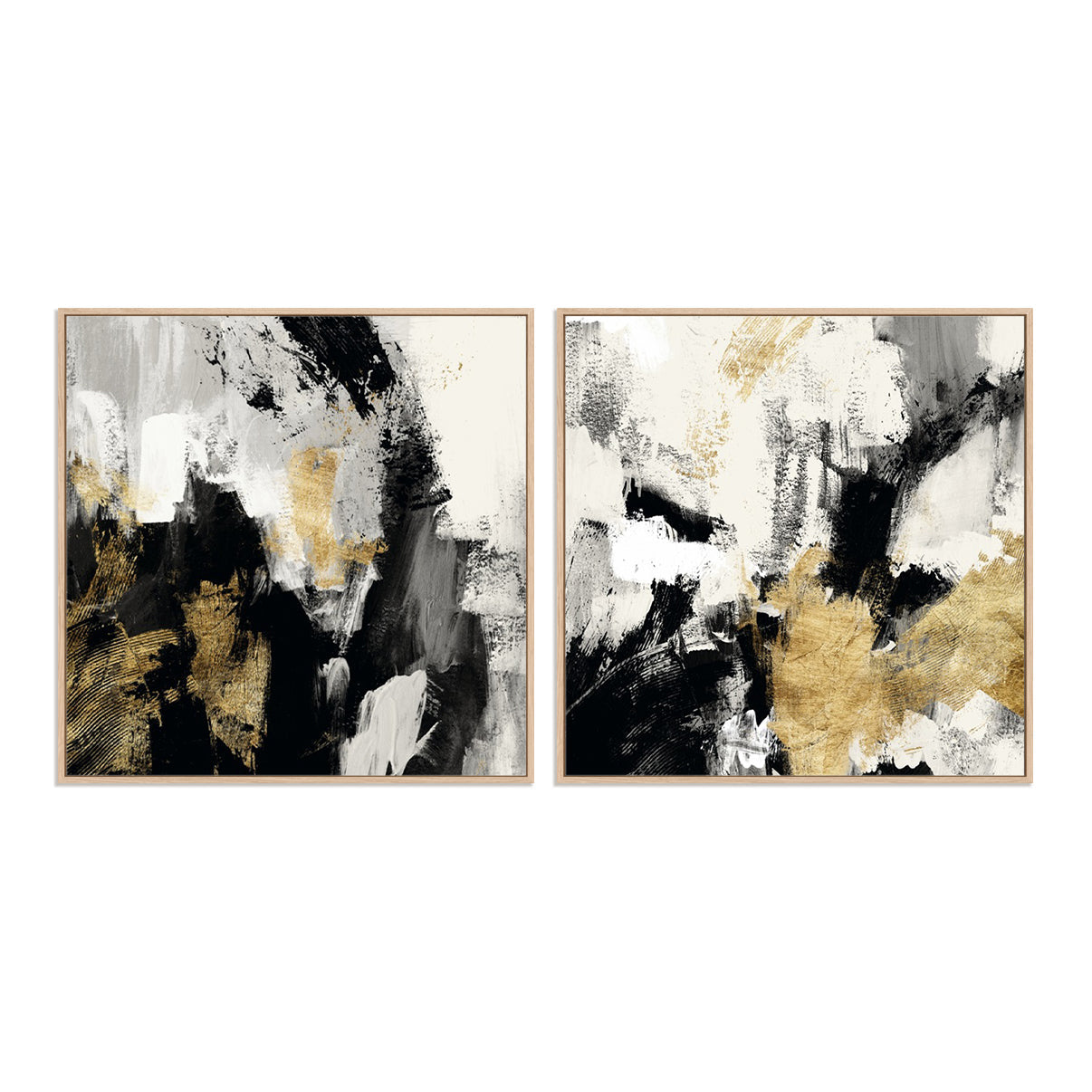 Neutral Gold Collage I and II Wall Art