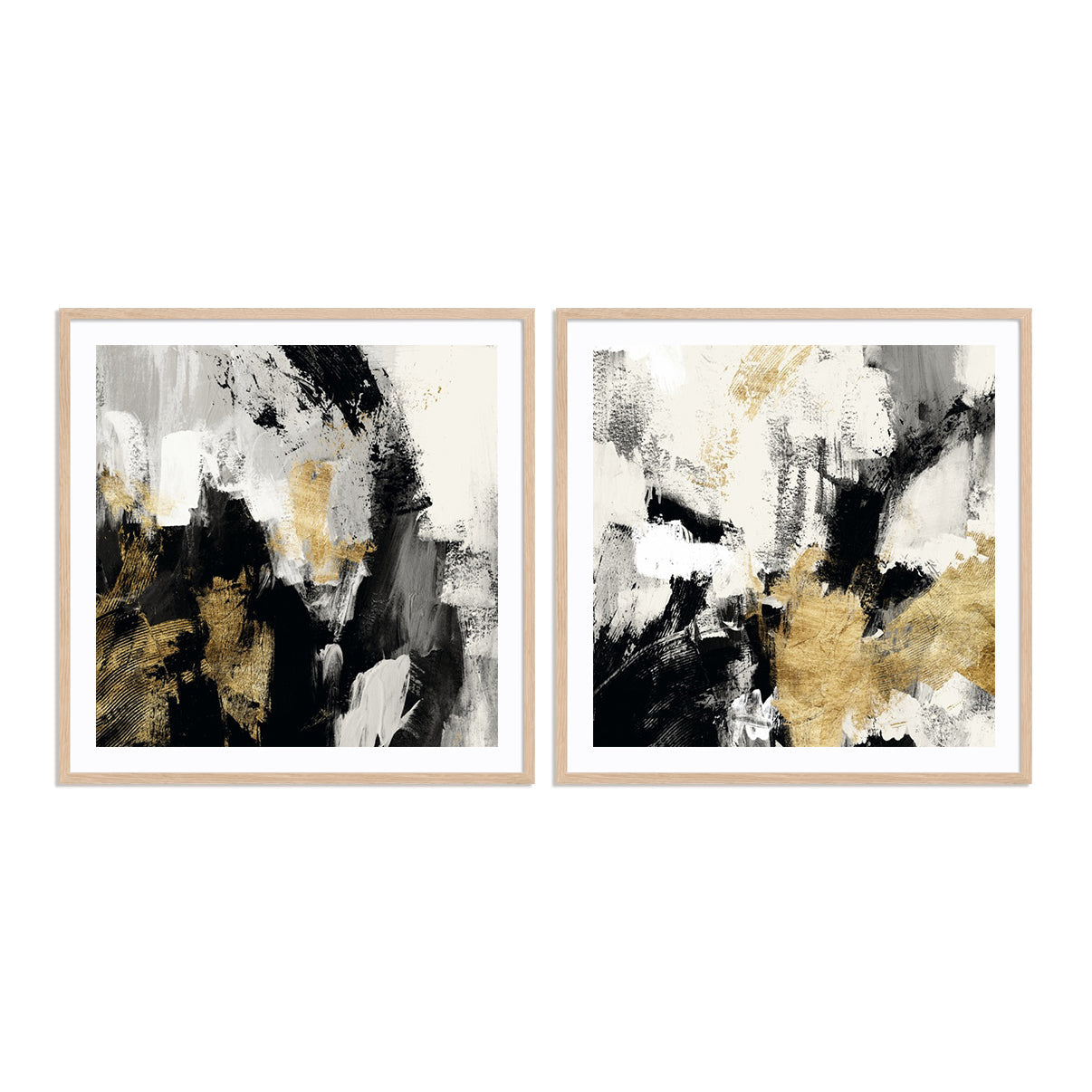 Neutral Gold Collage I and II Wall Art