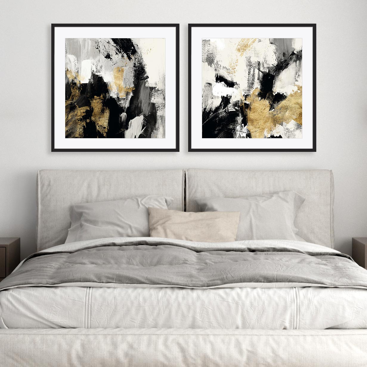 Neutral Gold Collage I and II Wall Art