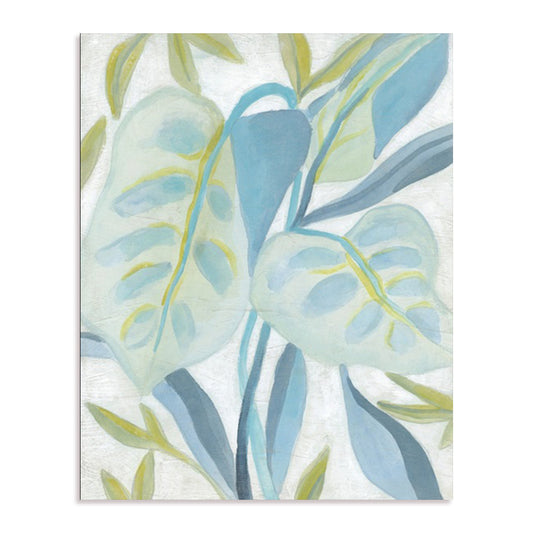 Aqua Tropical Leaves II Wall Art