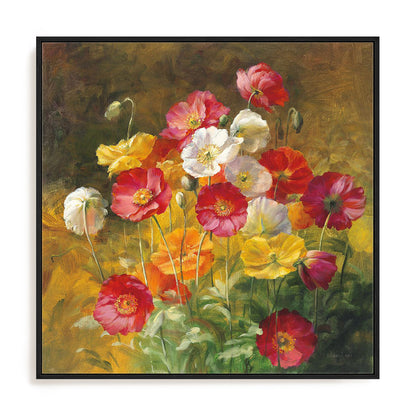 Poppies in the Field on Brown Wall Art