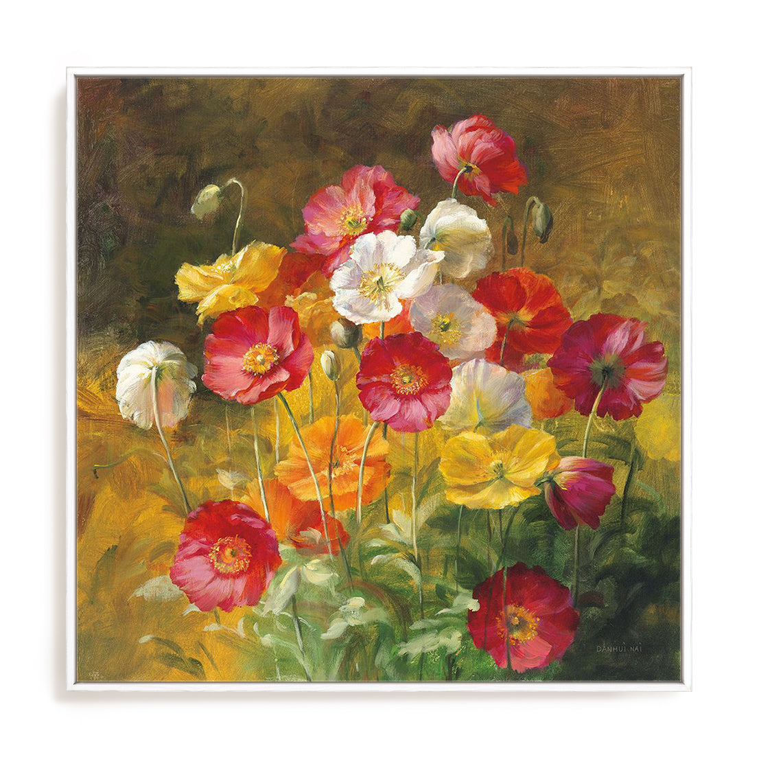 Poppies in the Field on Brown Wall Art