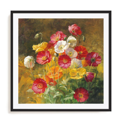 Poppies in the Field on Brown Wall Art