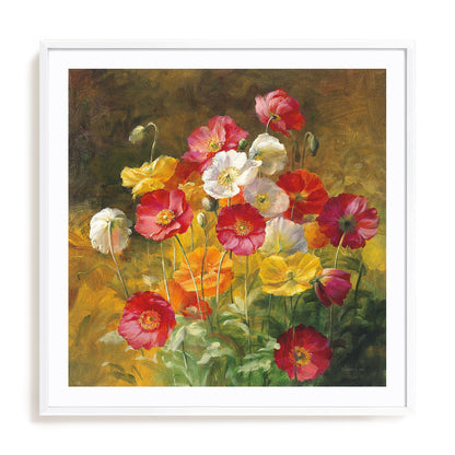 Poppies in the Field on Brown Wall Art