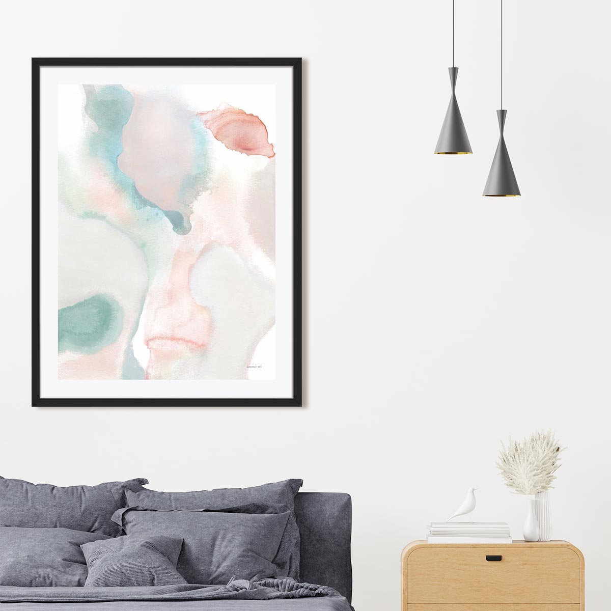 Sage and Pink Abstract I Crop Wall Art