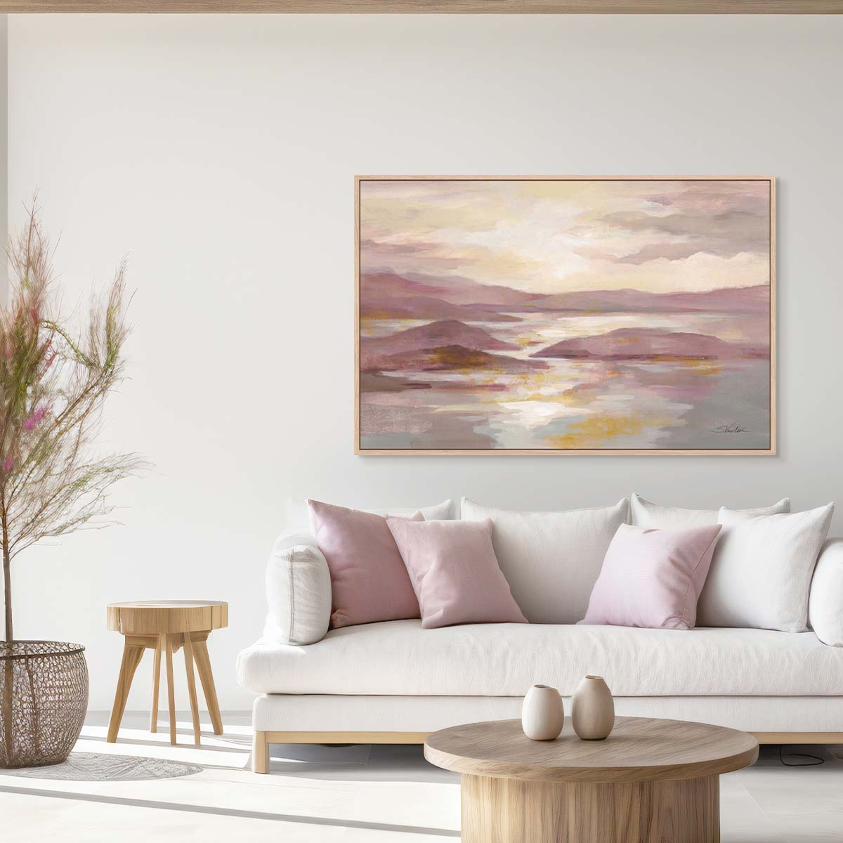 Pink and Gold Landscape Wall Art