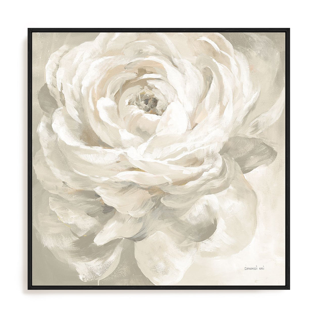 White Rose Gray Wall Art