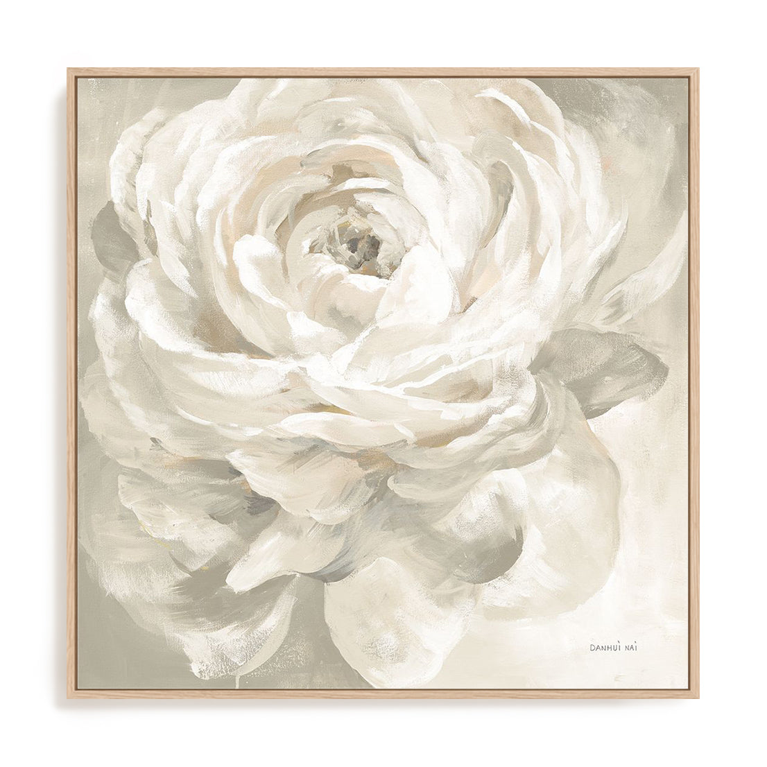 White Rose Gray Wall Art