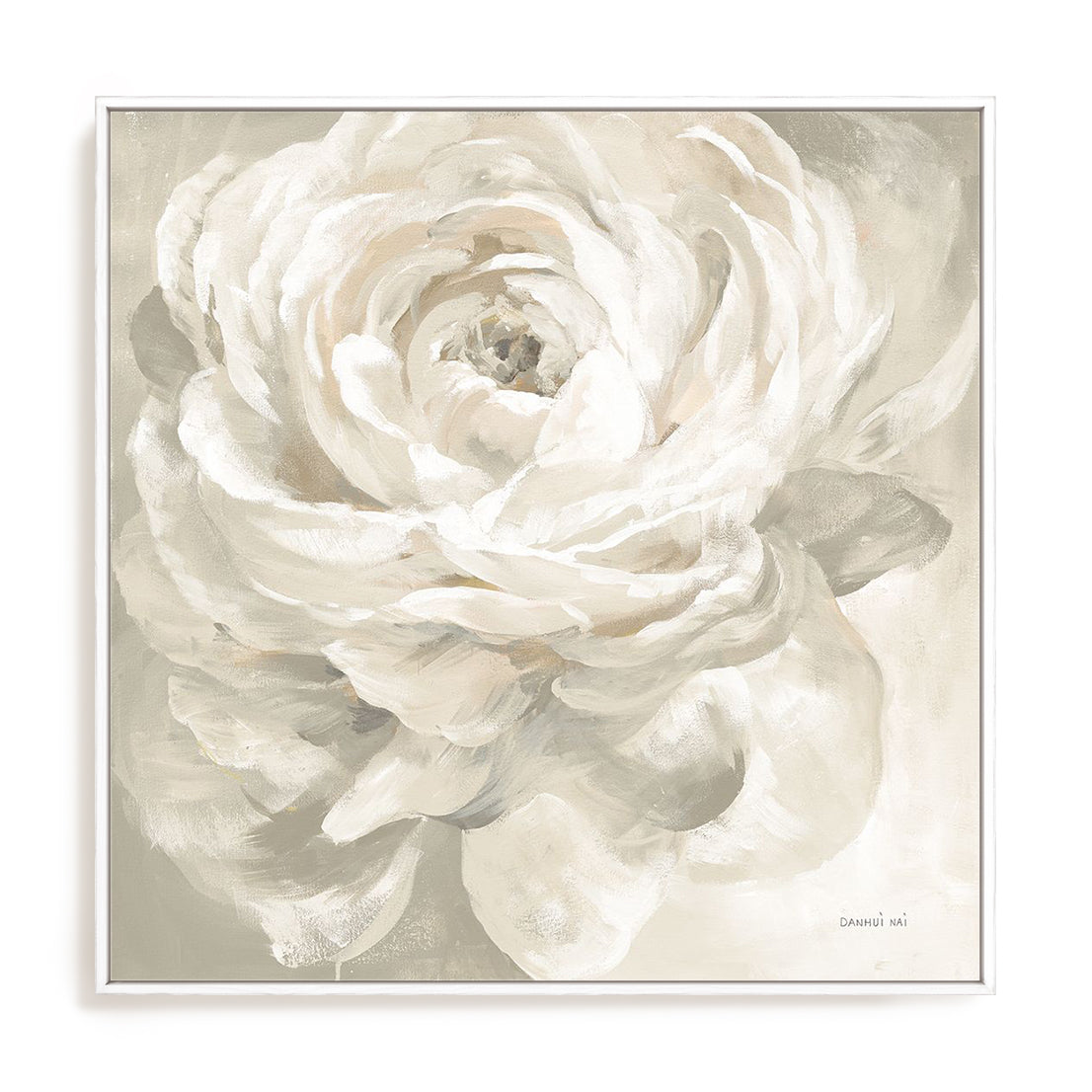 White Rose Gray Wall Art