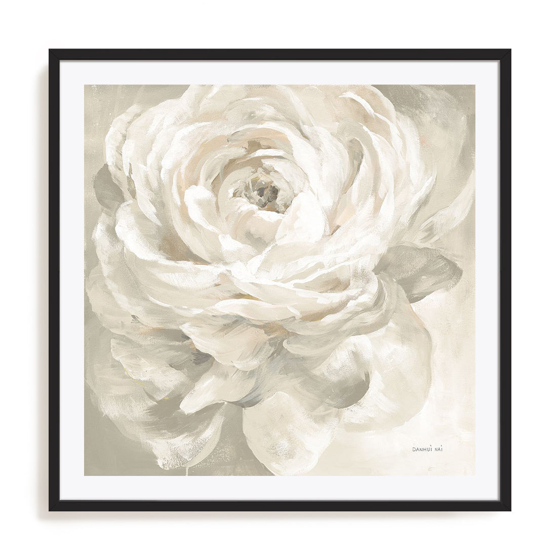 White Rose Gray Wall Art