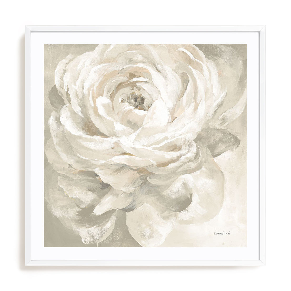 White Rose Gray Wall Art