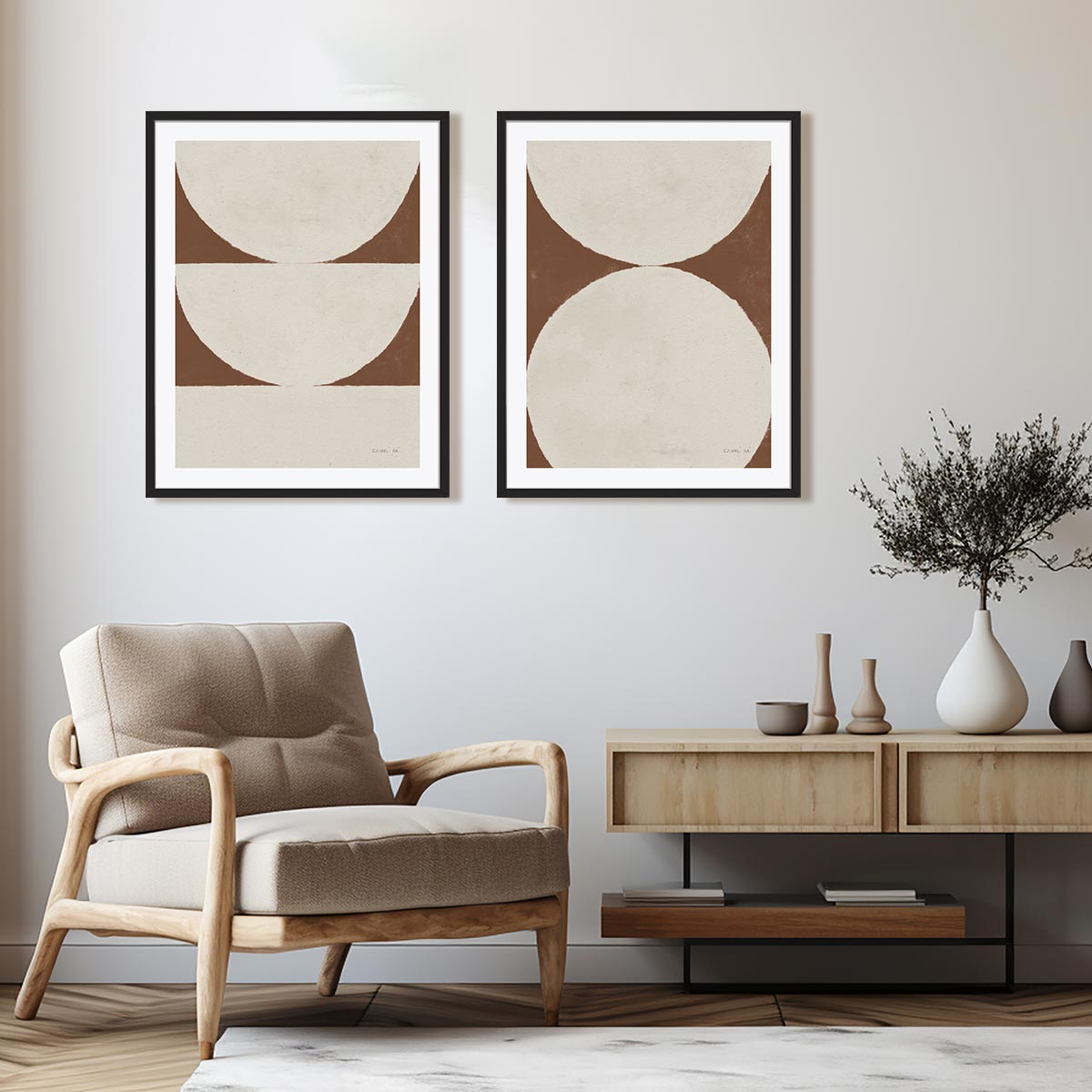 Elegant Balance Walnut Brown I and II Wall Art