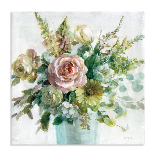 Sage and Peach Flowers II Wall Art