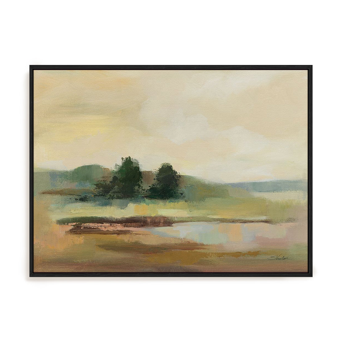 Muted Yellow Sky Art in Stretched Canvas, Framed Print Under Glass, and Gallery Wrapped Shadow Box Canvas