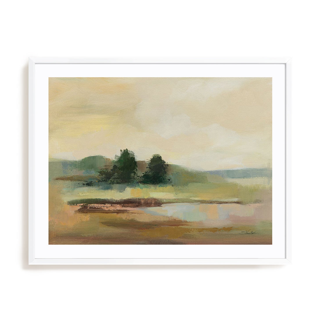 Muted Yellow Sky Art in Stretched Canvas, Framed Print Under Glass, and Gallery Wrapped Shadow Box Canvas